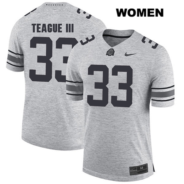 Ohio State Buckeyes Women's Master Teague #33 Gray Authentic Nike College NCAA Stitched Football Jersey PM19V84EQ